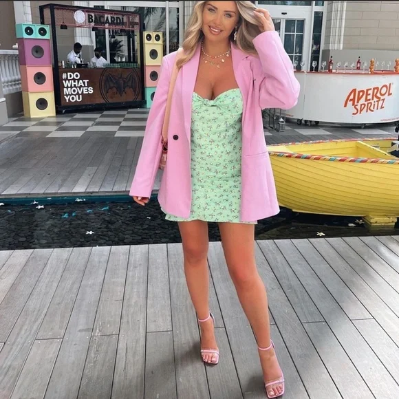 zara green pink dress Zara Satin Effect Print Dress Only One in Pink/Green (XS)